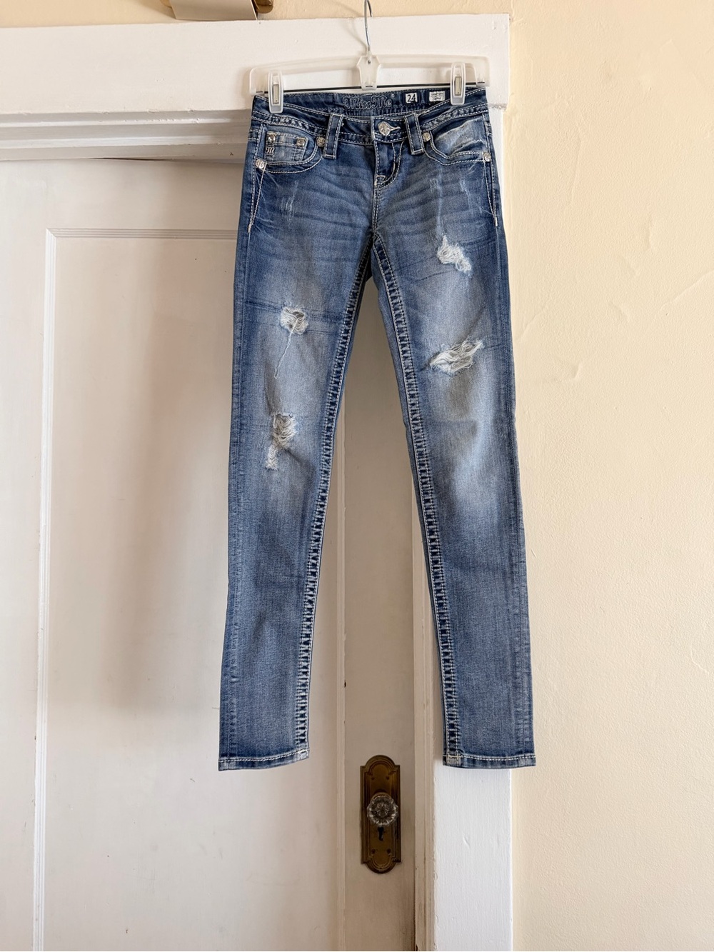 Miss Me Medium Blue Distressed Skinny Jeans